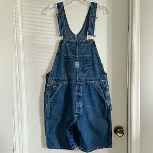Pointer Brand Size 36 Blue Denim Bib Overall Shorts Carpenter Festival USA 90s